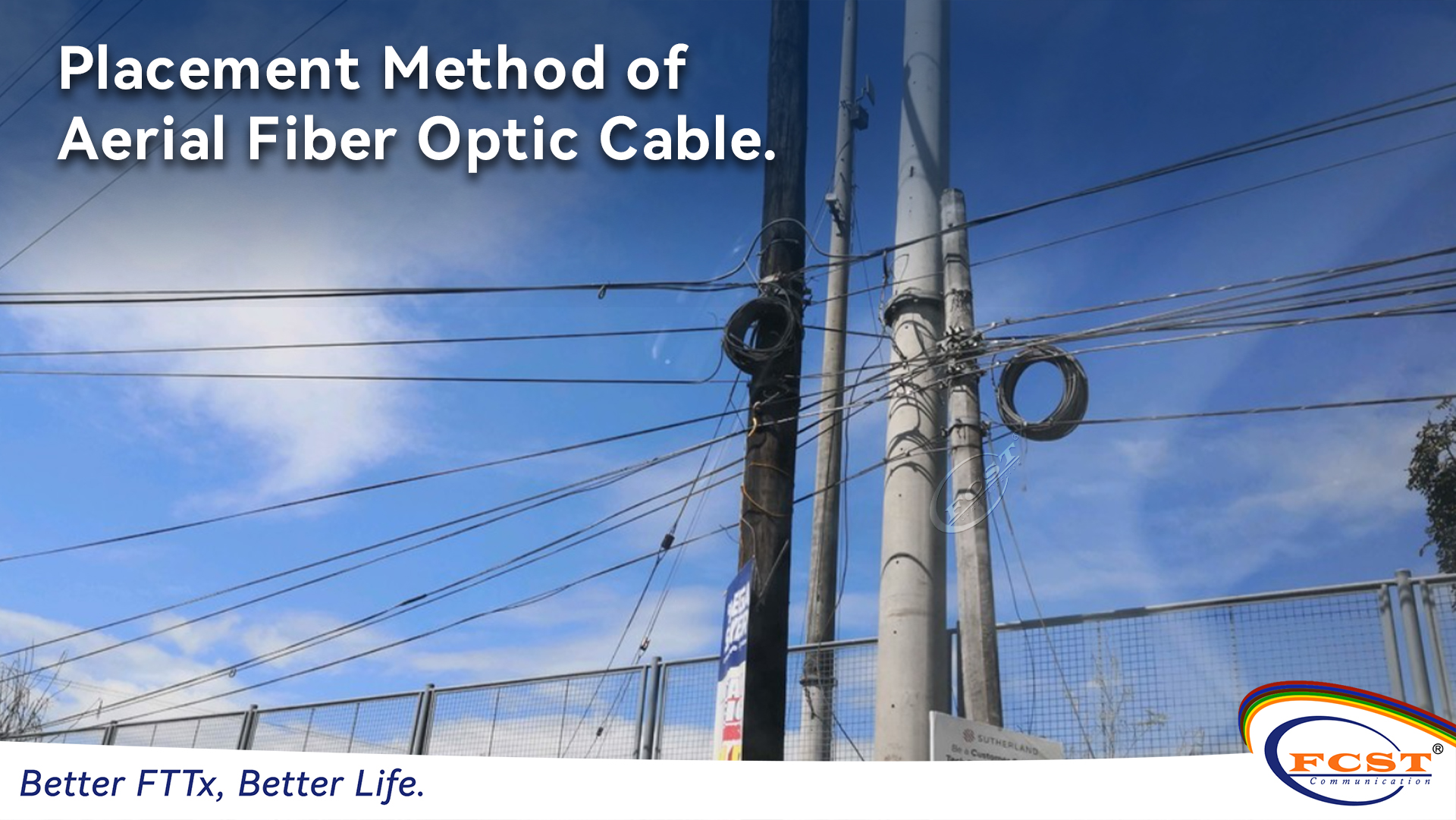 Método de colocação do cabo de fibra óptica aérea