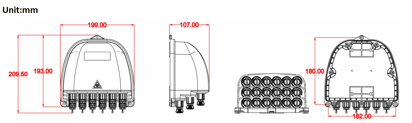alt tamanho do produto da caixa ftth pr&eacute;-conectada