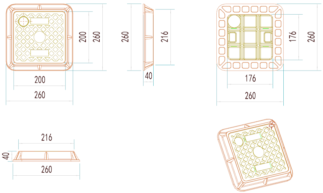 Tampa de bueiro quadrado