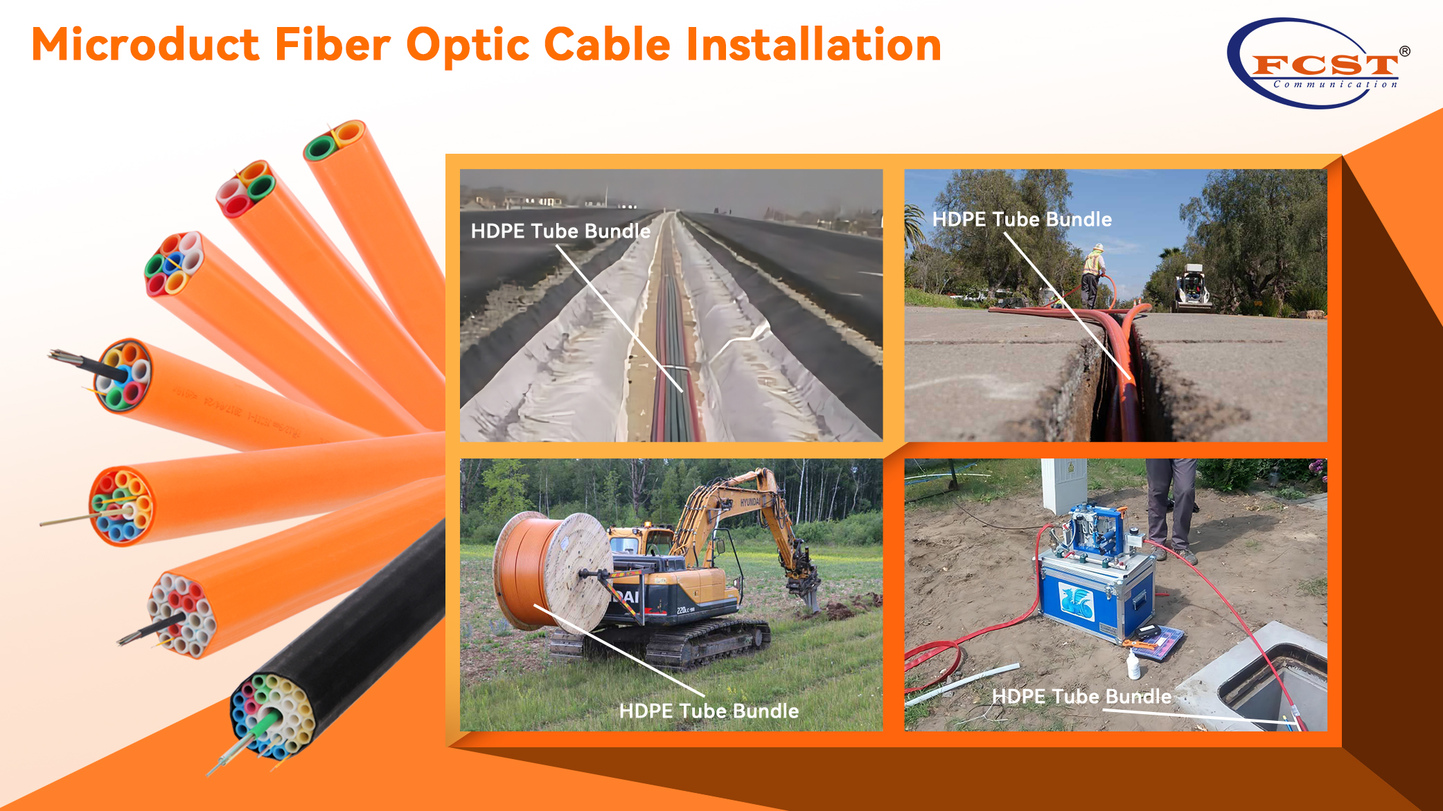 Instalação de cabo de fibra óptica microduto