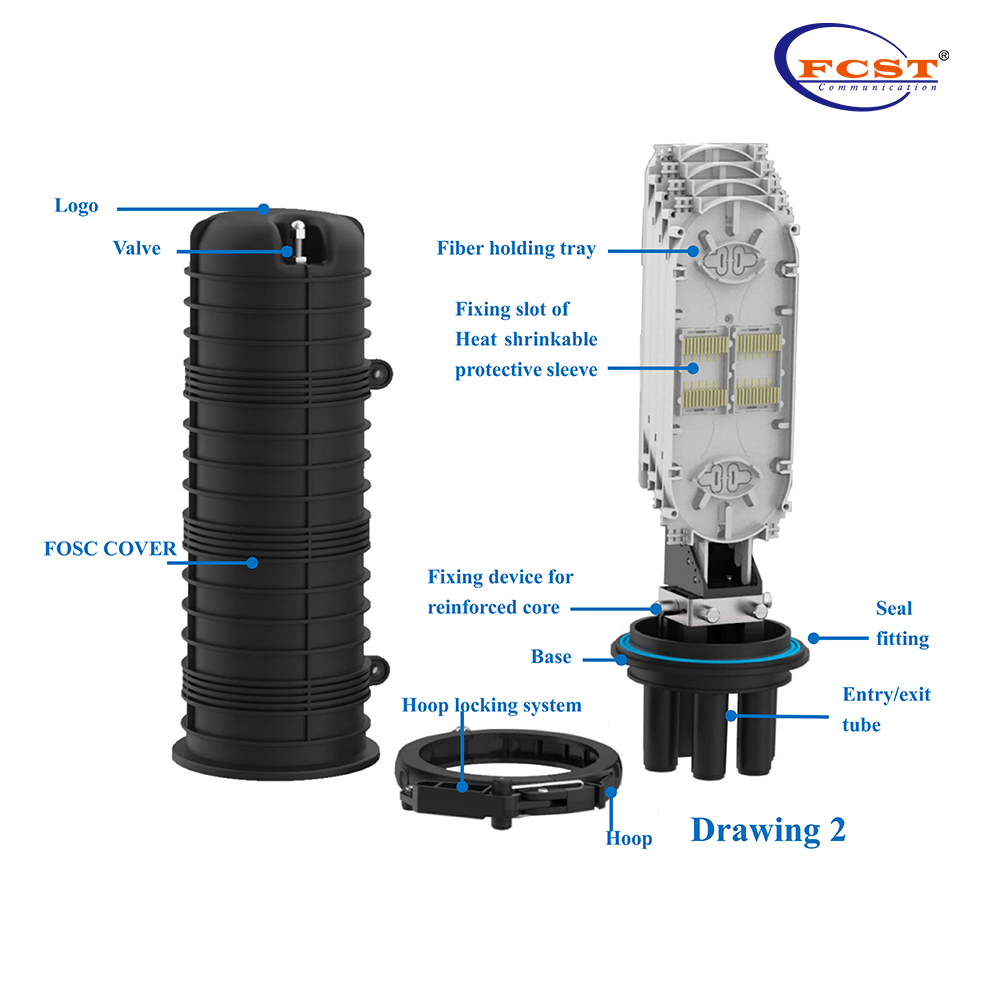 IP68 montado na parede e pólo montado no pedestal de fibra óptica de cúpula ao ar livre para distribuição de fibra óptica