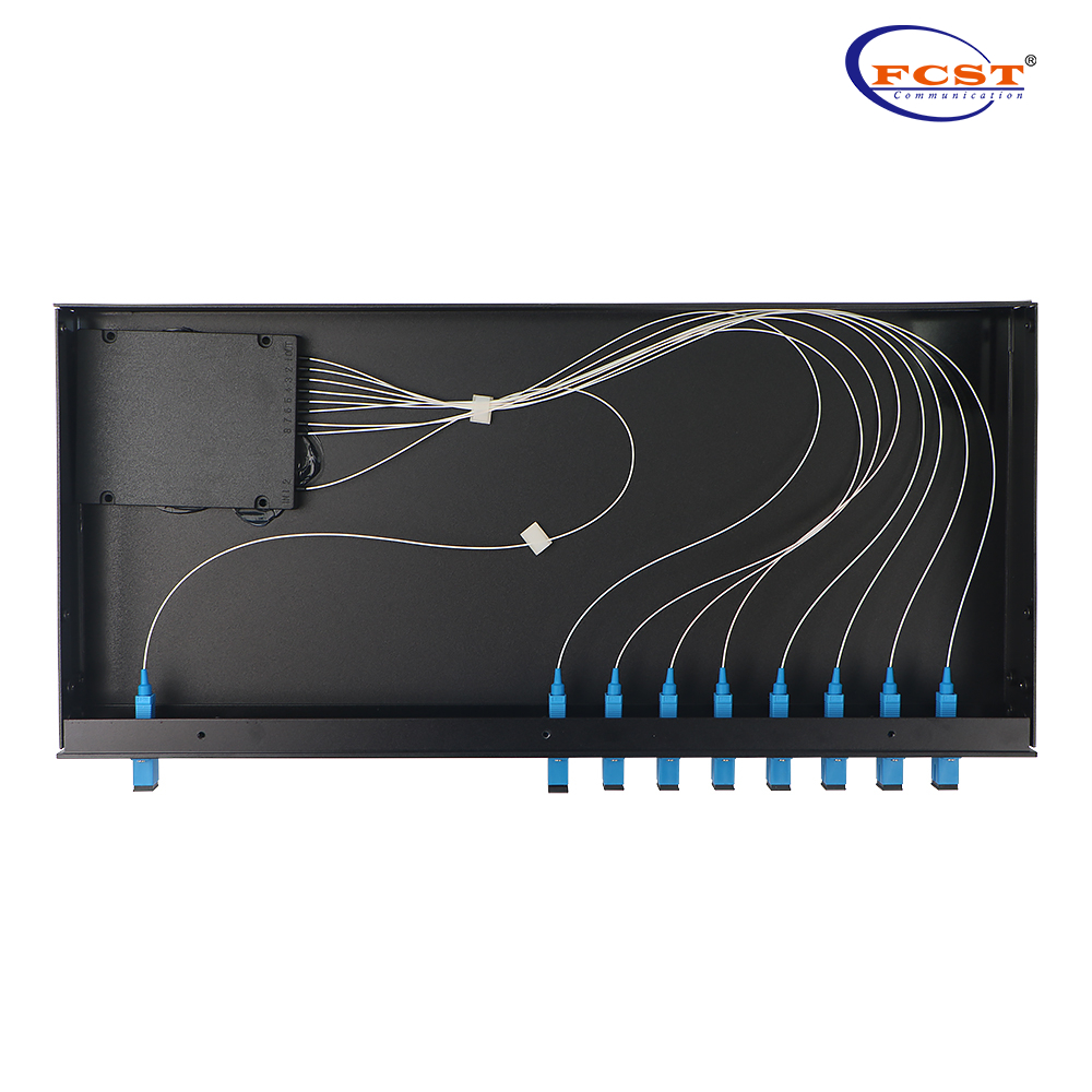1-8 tipo de plc splitter do tipo montado em rack com conector SC/UPC