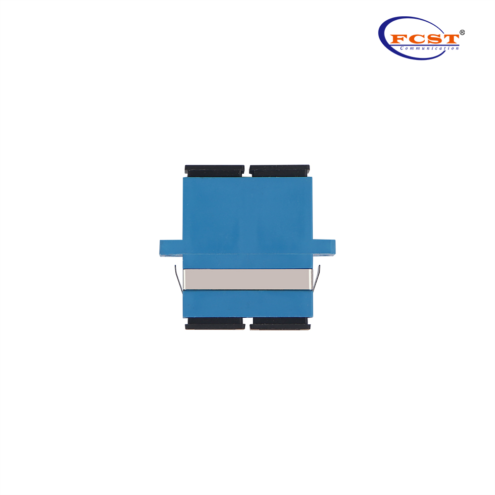 SCUPC TO SCUPC DUPLEX Modo único Adaptador de fibra óptica plástico Couplador com flange