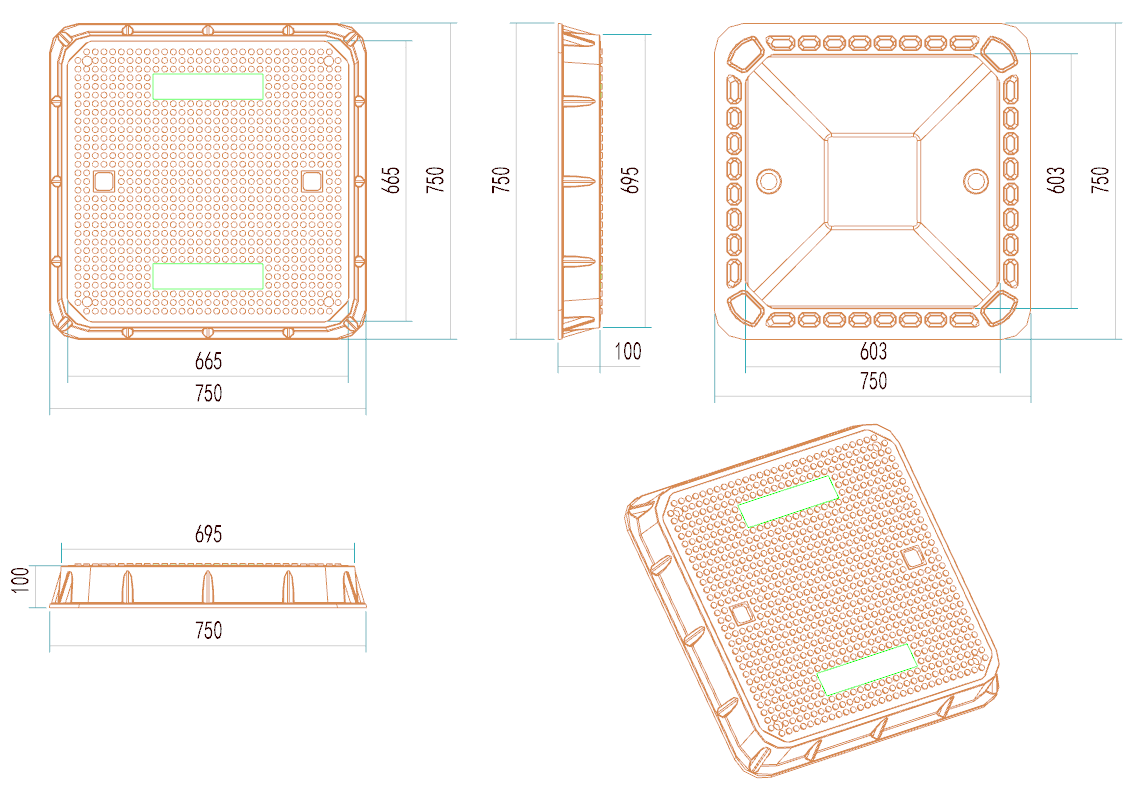 Tipo quadrado de bueiro tampa d400