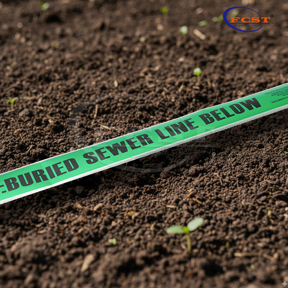 Fita de advertência detectável FCST-DWT para utilitários enterrados