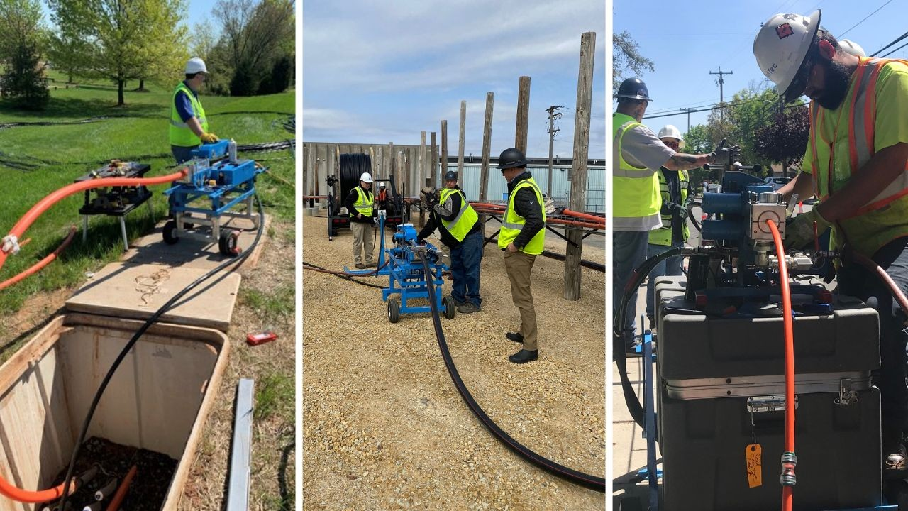 Existem alguns equipamentos devem ser configurados antes de soprar cabo de fibra