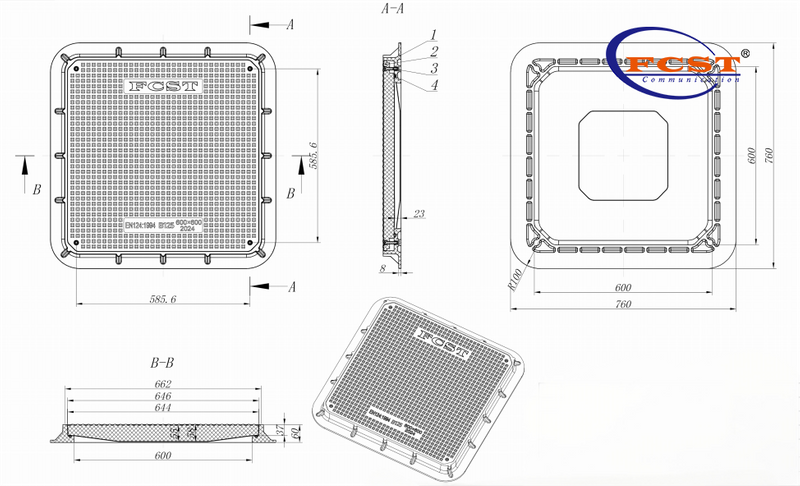 FCST-B125&C250-SMC05 SMC abrem a tampa e a estrutura quadradas de 600*600mm